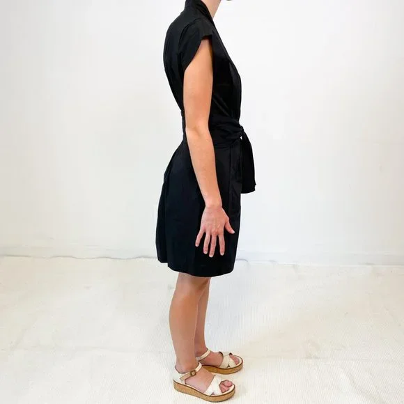 Anthropologie Dress BCBGMaxAzria 0 Kimono Wrap Belt Mini Black - Picture 4 of 11